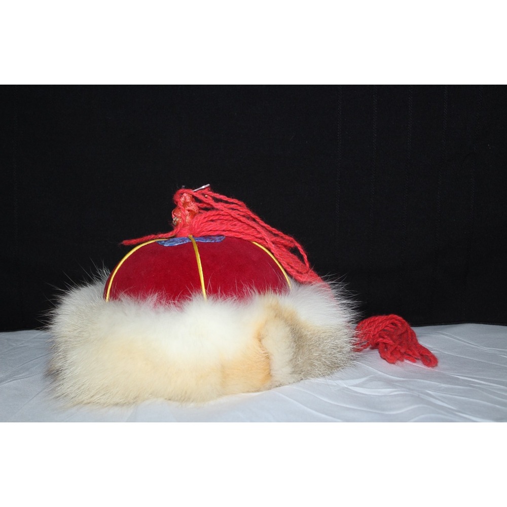 Luxurious Red Fur-Trimmed Women's Hat